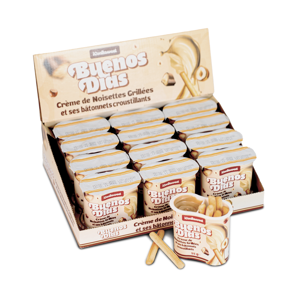 iConiksweet - Buenos Dias - Crème de noisettes grillés et des bâtonnets croustillants