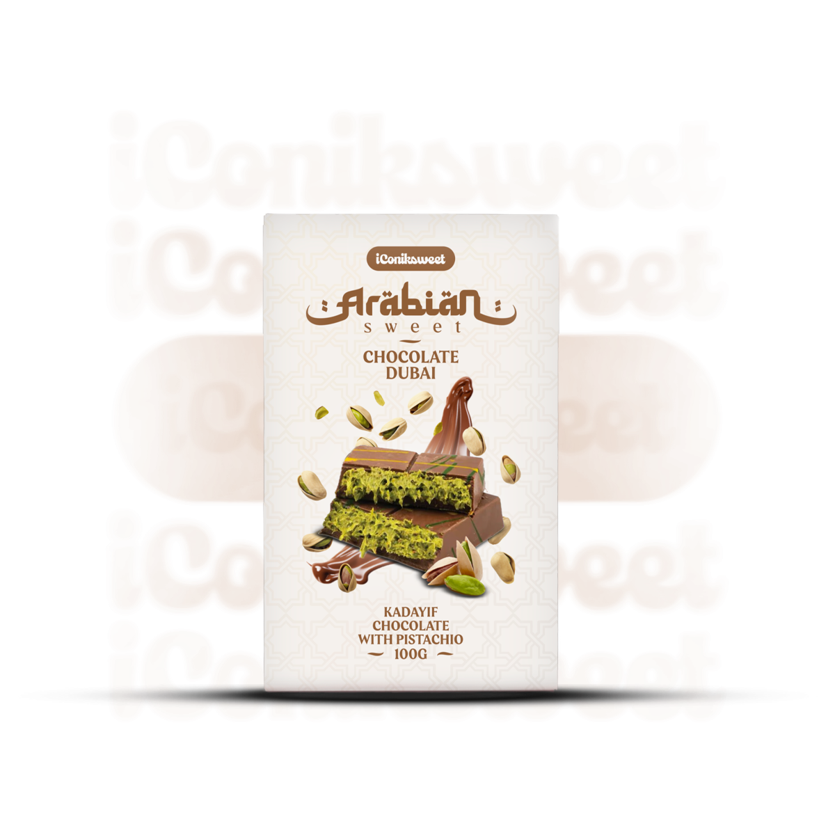 iConiksweet – Tablette de Chocolat Dubai - Kayadif Chocolat & Pistache –