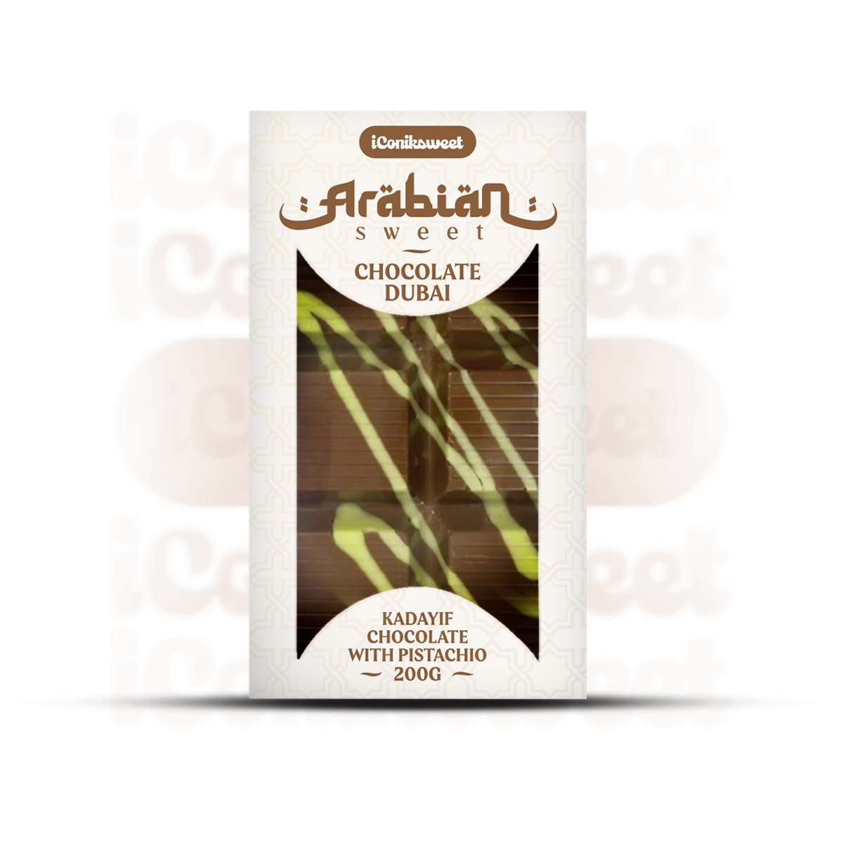 iConiksweet – Tablette de Chocolat Dubai - Kayadif Chocolat & Pistache –