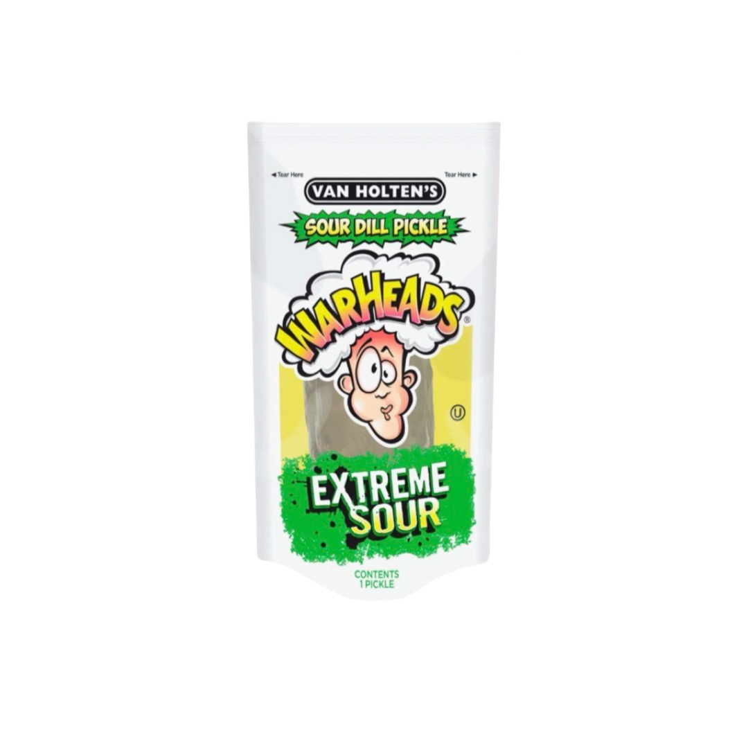 Van Holten’s Warheads Sour Dill Pickle 12x126g - Van Holten's Warheads Cornichon à l'aneth aigre doux