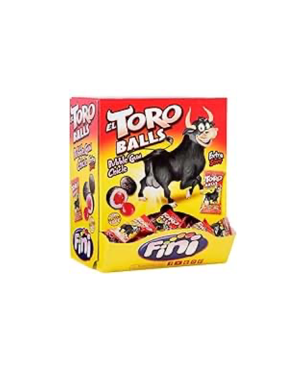 Description produit : Fini - El Toro Balls Bubble Gum x200

Découvrez les El Toro Balls Bubble Gum de Fini, une confiserie audacieuse et pleine de saveurs ! Ces chewing-gums sphériques au design attractif renferment un cœur liquide qui libère une explosion de goût. Avec leur look unique et leur format pratique de 200 pièces par boîte, ils sont parfaits pour les points de vente en vrac ou les détaillants cherchant des produits qui sortent de l’ordinaire.

Points forts :
	•	Saveur intense : Une coque sucrée e