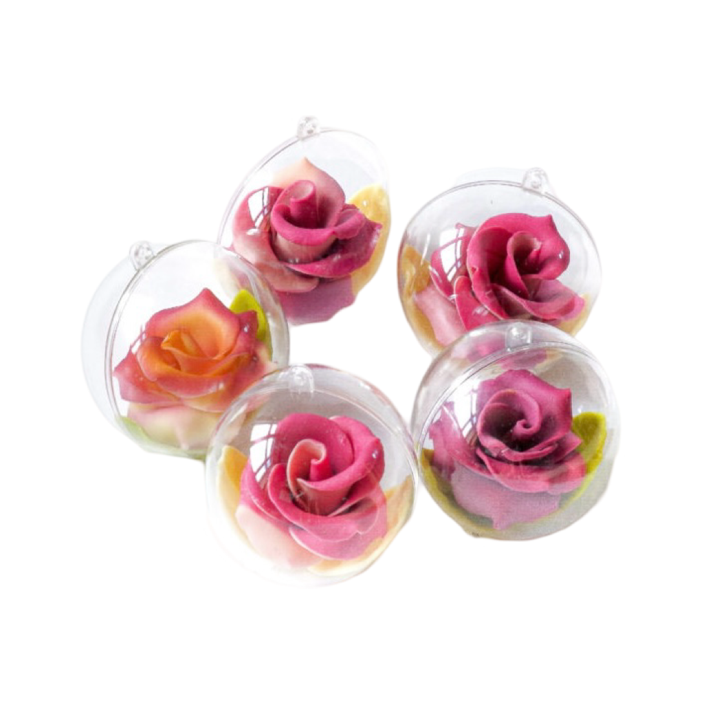 Roses Colorées au Chocolat Blanc Artisanal - Boite Boule