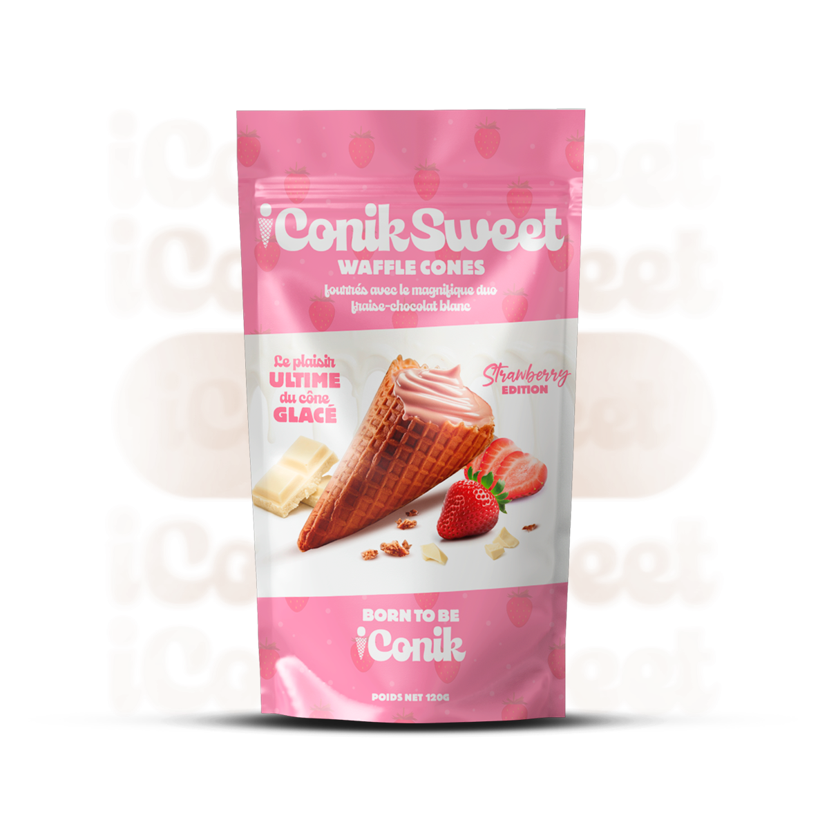 iConiksweet - Waffle Cones - Fraise & Chocolat blanc - Strawberry edition